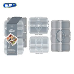 Cook with Color 3-Piece Multi-Compartment Snack Box Food Storage Set with Removable Ice Pack, Blue