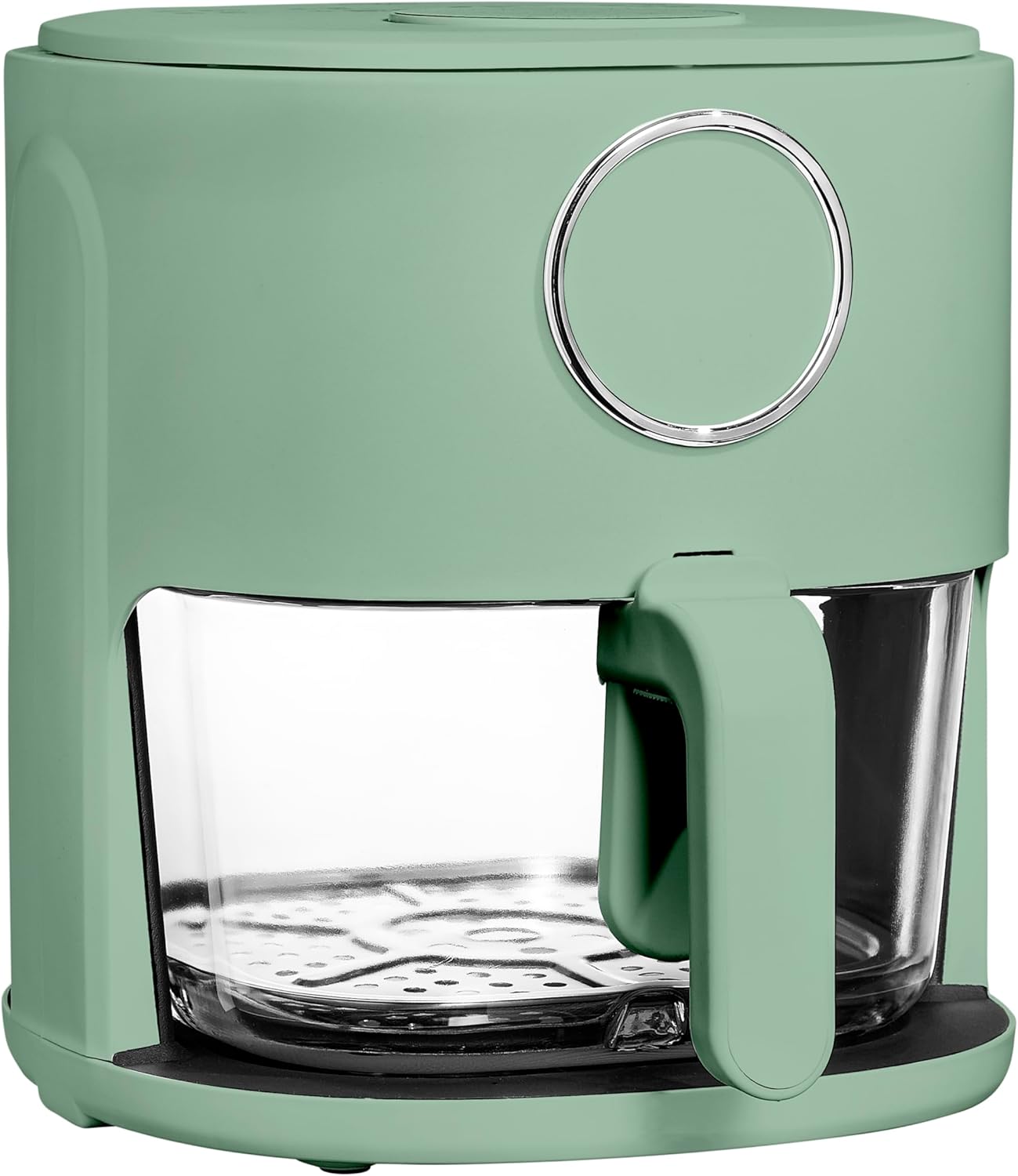 Cook with Color 1200W 4Qt-5.2Qt Air Fryer: Stylish Design, Glass Basket, Dishwasher Safe, Digital Display, 6 Presets - Variable Temp 175°F to 400°F & 60-Min Timer