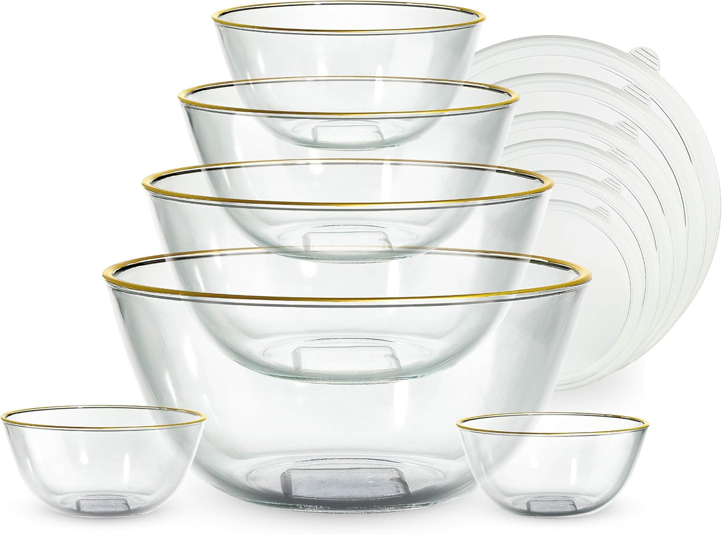 COOK WITH COLOR 12 Pc Glass Mixing Bowl Set with Lids – Borosilicate Glass Nesting Bowls for Cooking, Baking and Meal Prep