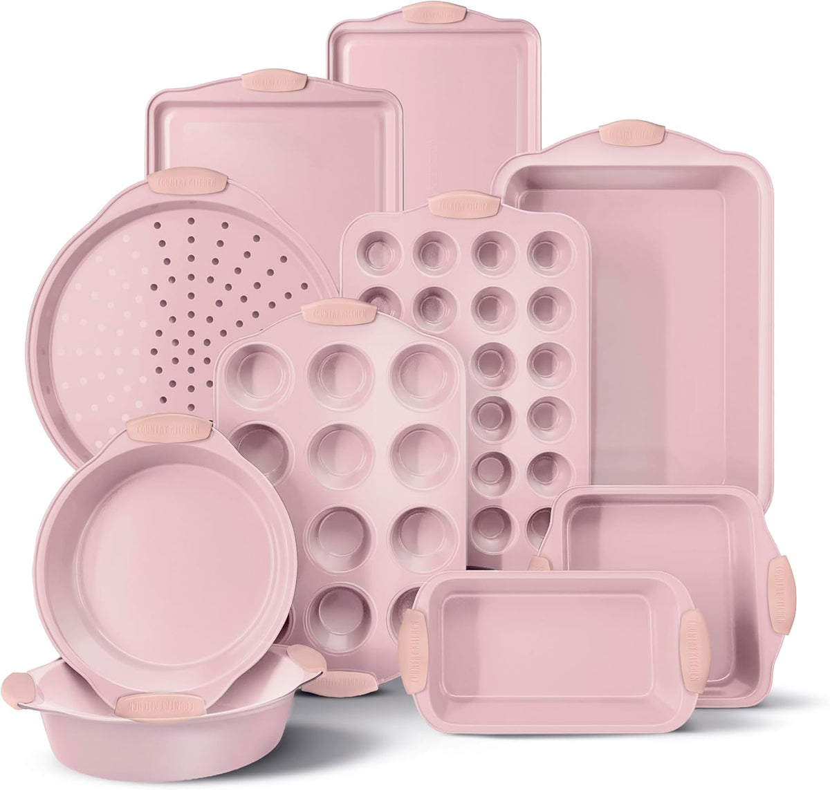 Country Kitchen 10-Piece Nonstick Bakeware Set - Stackable Pots and Pans for Cookware, Black