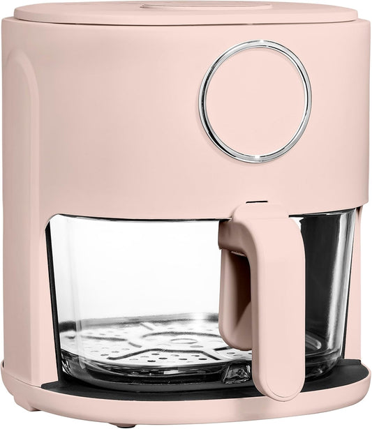 Cook with Color 1200W 4Qt-5.2Qt Air Fryer: Stylish Design, Glass Basket, Dishwasher Safe, Digital Display, 6 Presets - Variable Temp 175°F to 400°F & 60-Min Timer