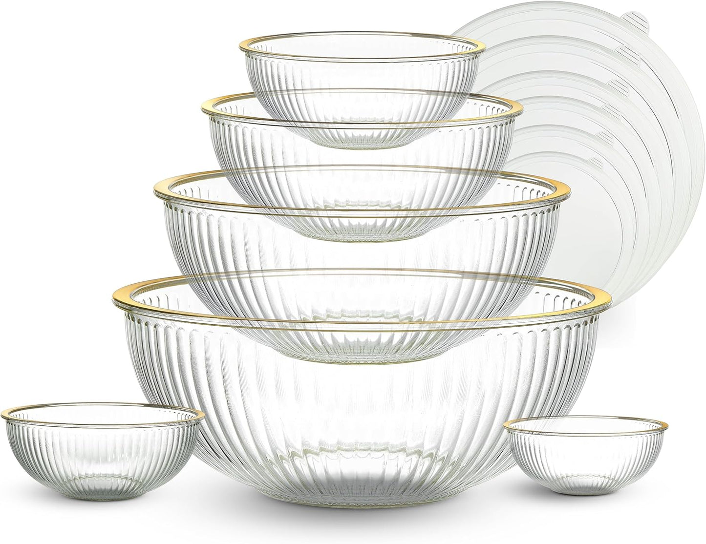 COOK WITH COLOR 12 Pc Glass Mixing Bowl Set with Lids – Borosilicate Glass Nesting Bowls for Cooking, Baking and Meal Prep