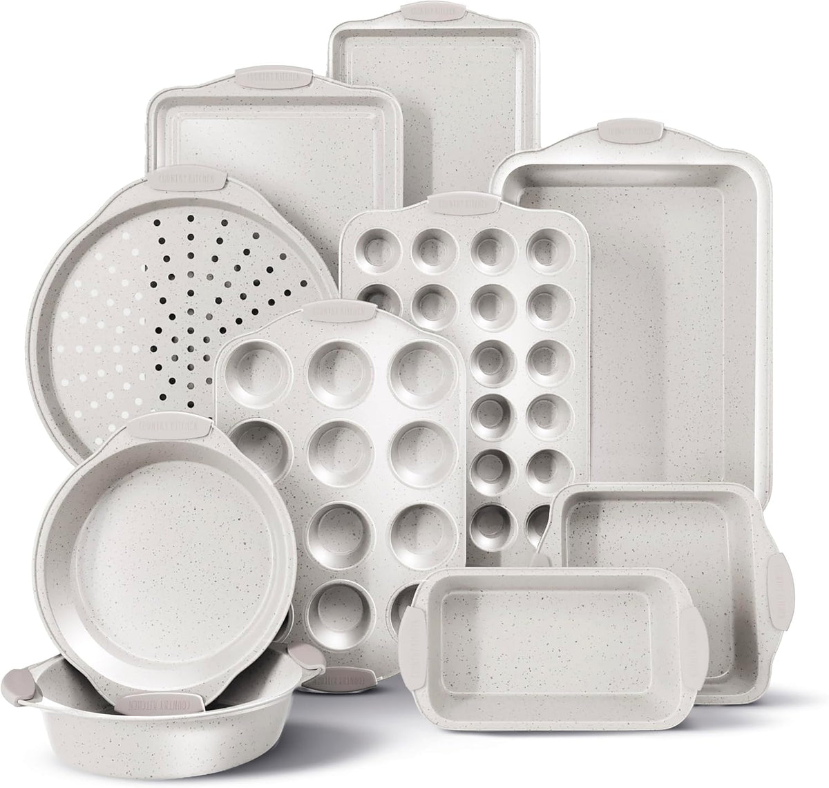 Country Kitchen 10-Piece Nonstick Bakeware Set - Stackable Pots and Pans for Cookware, Black