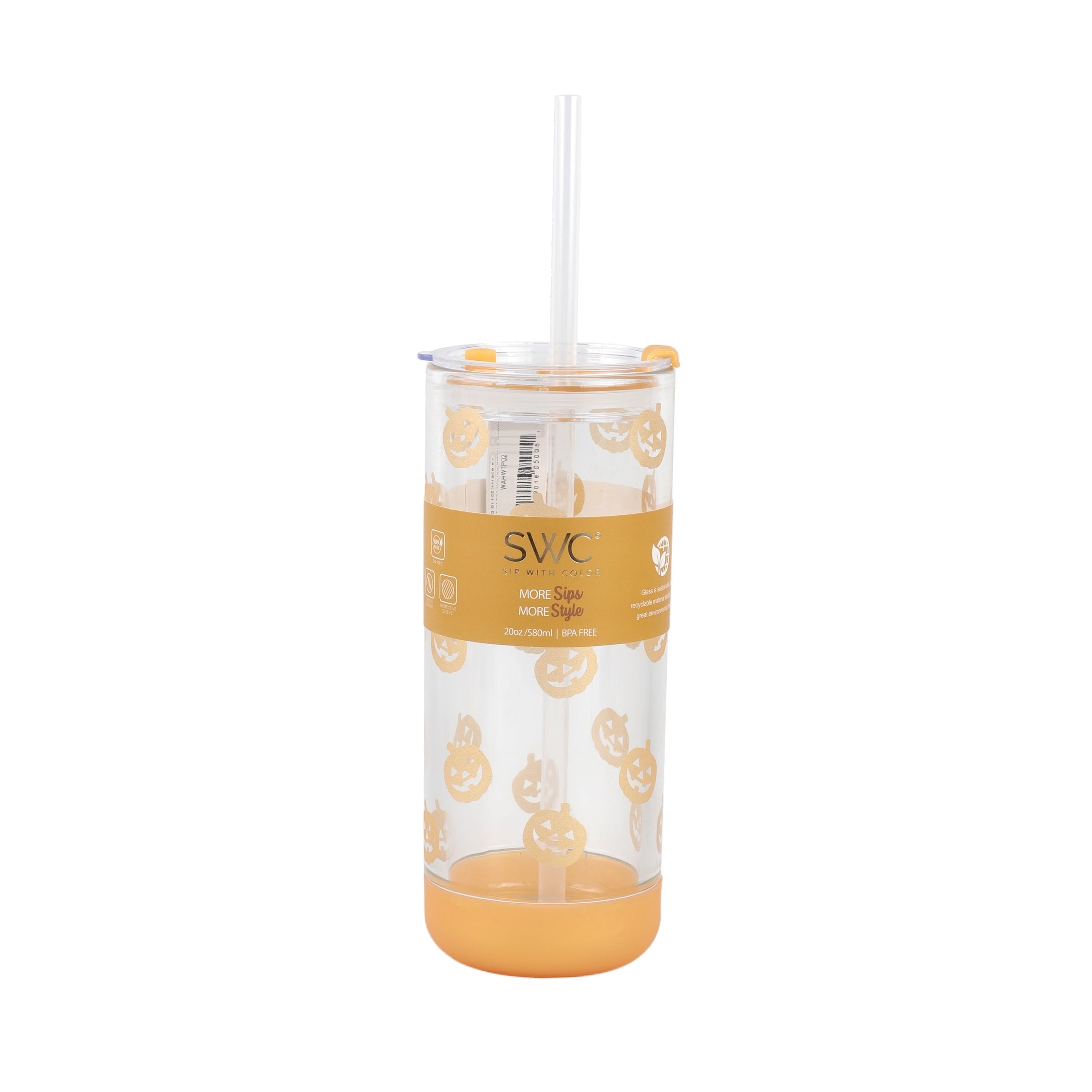 Cook With Color 20 oz Halloween Glass Water Bottle with Lid & Straw Ð ...