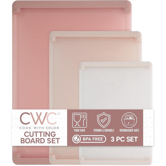 COOK WITH COLOR 3-Piece Extra Large Cutting Board Set with Rubber Borders