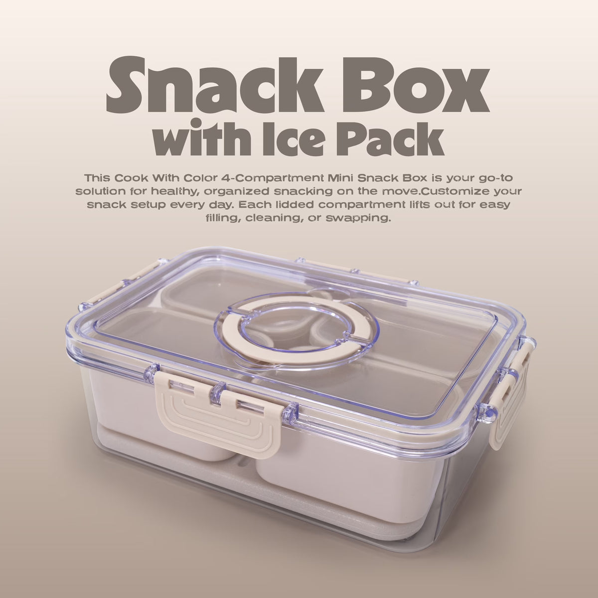 Cwc Food Containers Cook with Color 4-Compartment Snack Box Food Storage Carrier and Conta ...