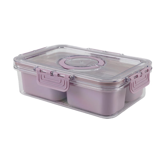 Cook with Color 4-Compartment Mini Snack Box Food Storage Carrier and Container, Charcuterie Container, Purple, Portable and Dishwasher Safe, Designed to Help with Packed Lunches and Daily Commutes