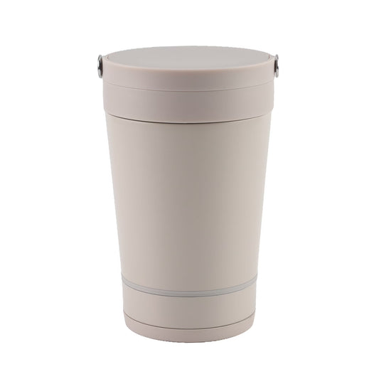 Cook with Color Insulated Ice Cream Holder or Soup Container with Toppings Compartment and Spoon, Taupe, Made for Portable Food Storage