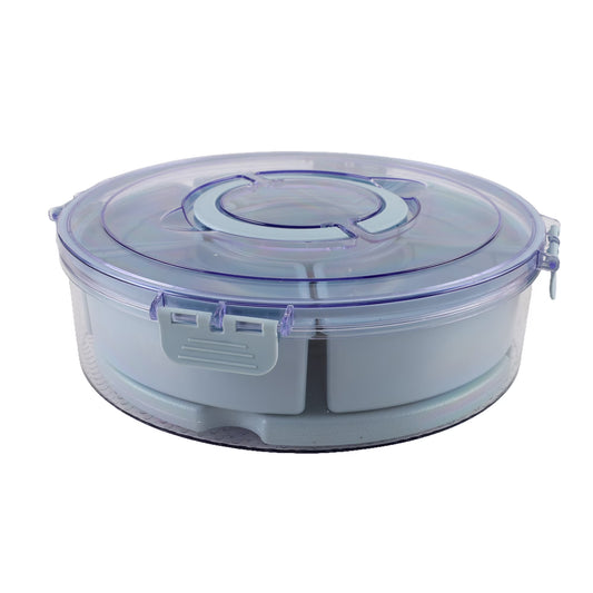 Cook with Color Rotating Snack Box with Ice Block and Carry Handle, Portable Compartments, Blue, Designed to Help with Packed Lunches and Daily Commutes