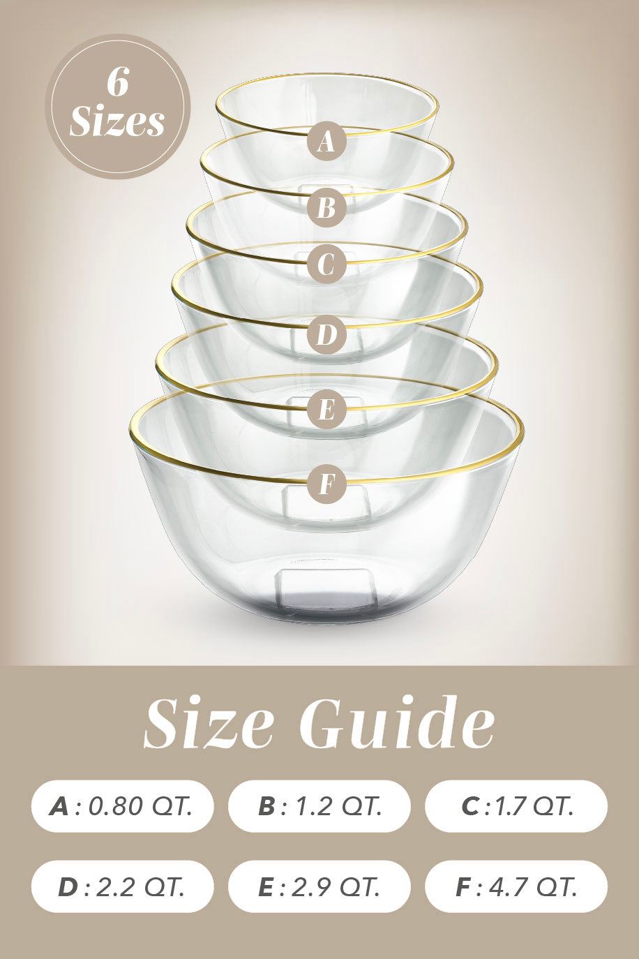 12PC Glass Mixing Bowls