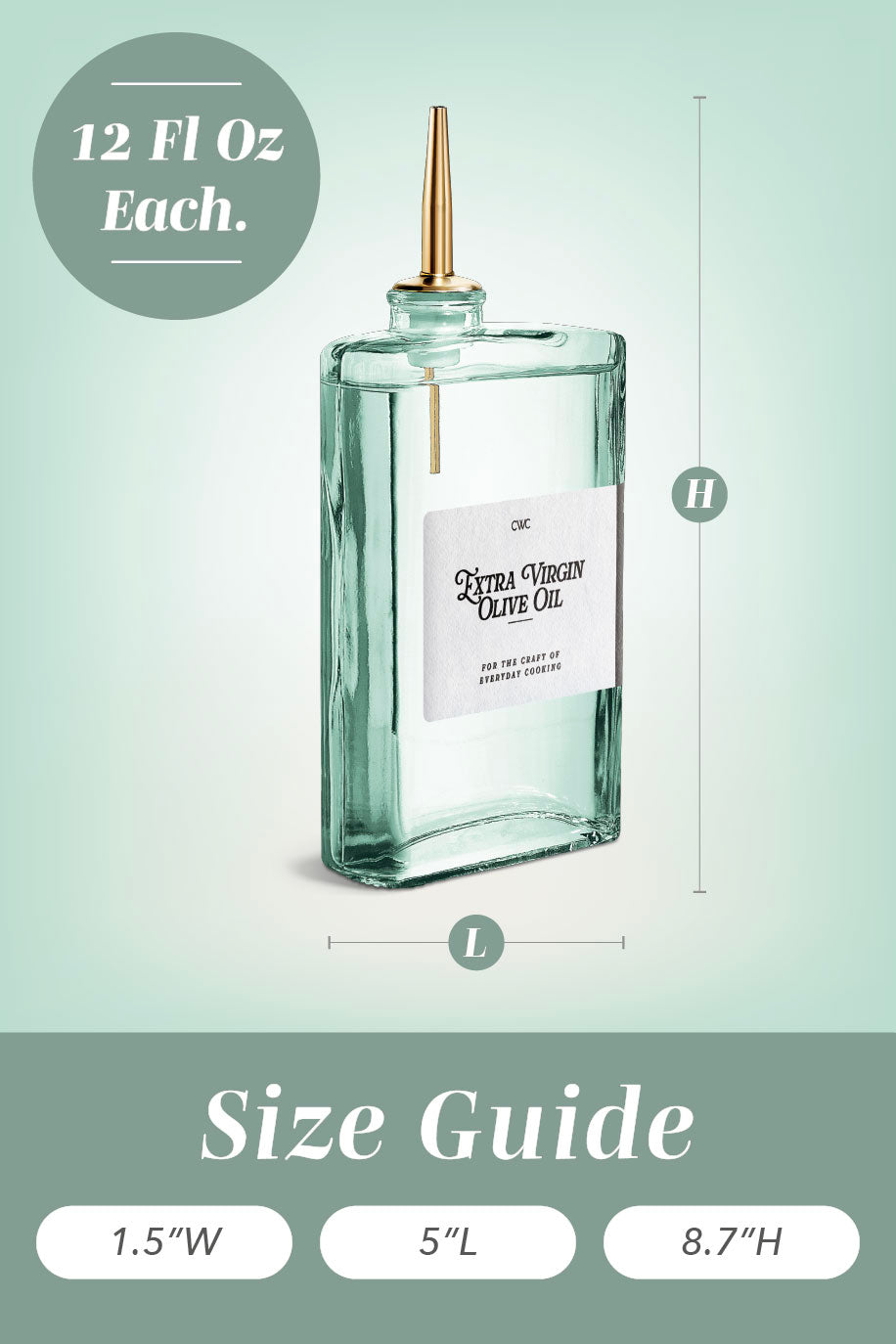 4-Pack Fluted Square Oil Bottles