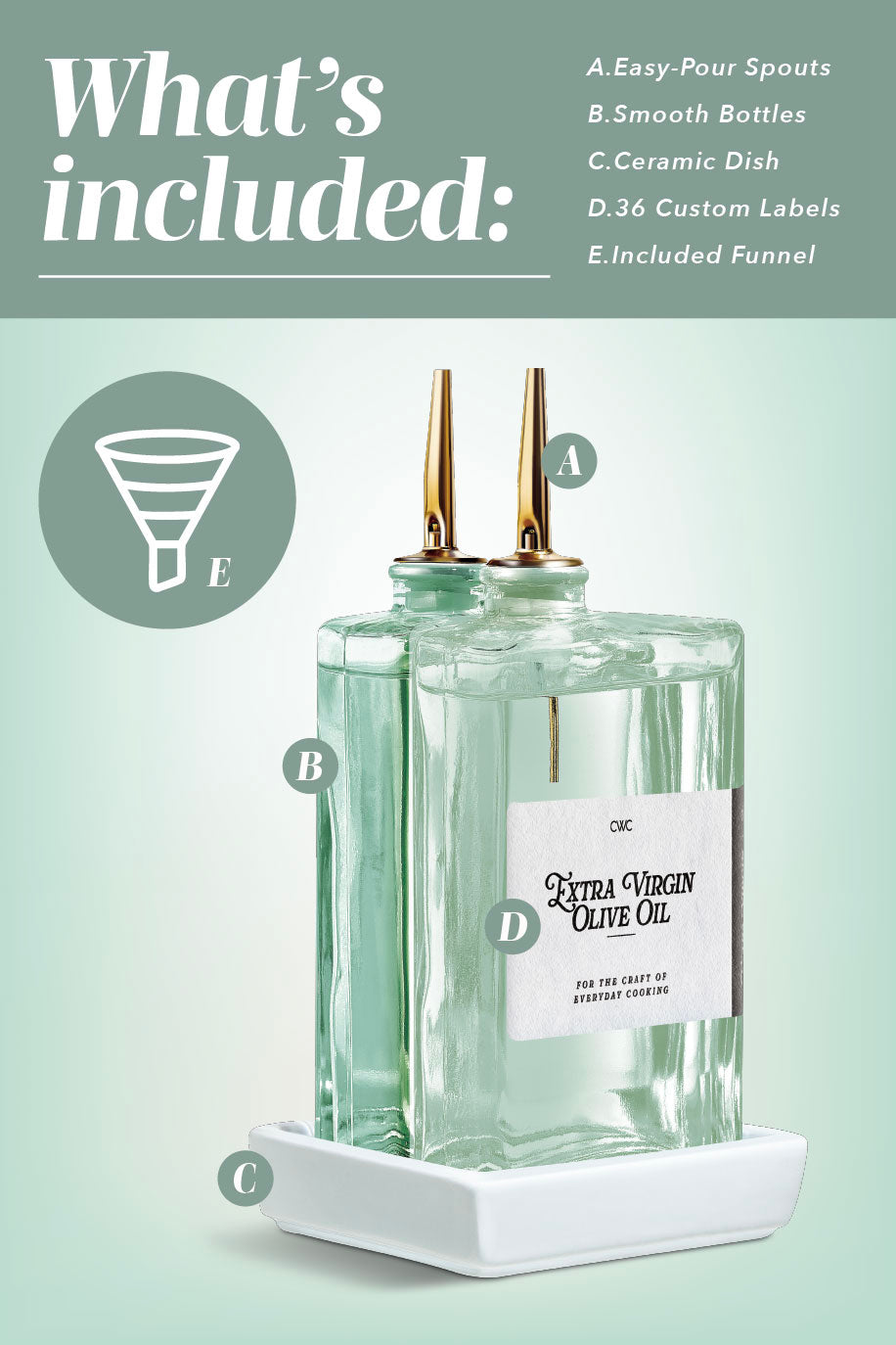 4-Pack Fluted Square Oil Bottles