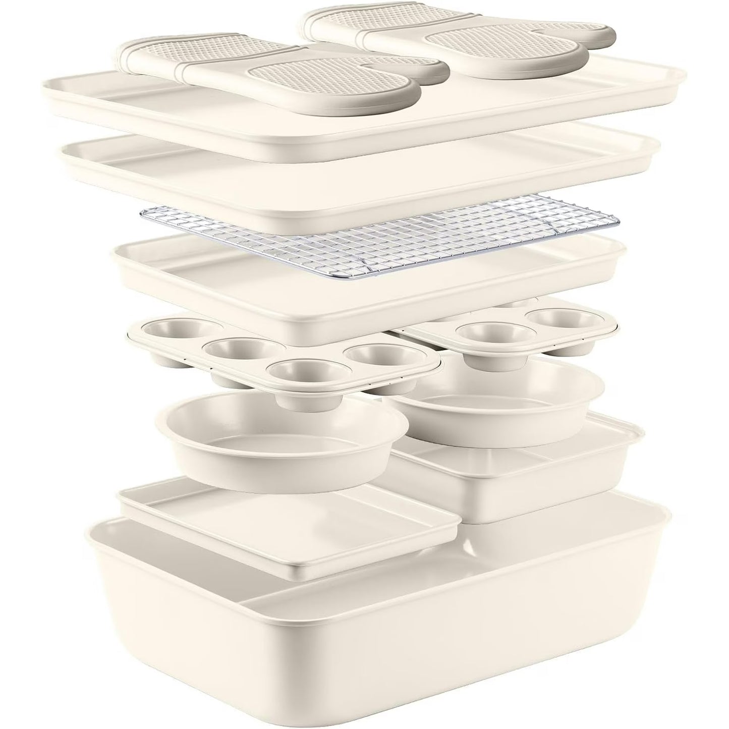 Country Kitchen Nonstick Cookware and Bakeware Set with Stackable Design, 13-Piece