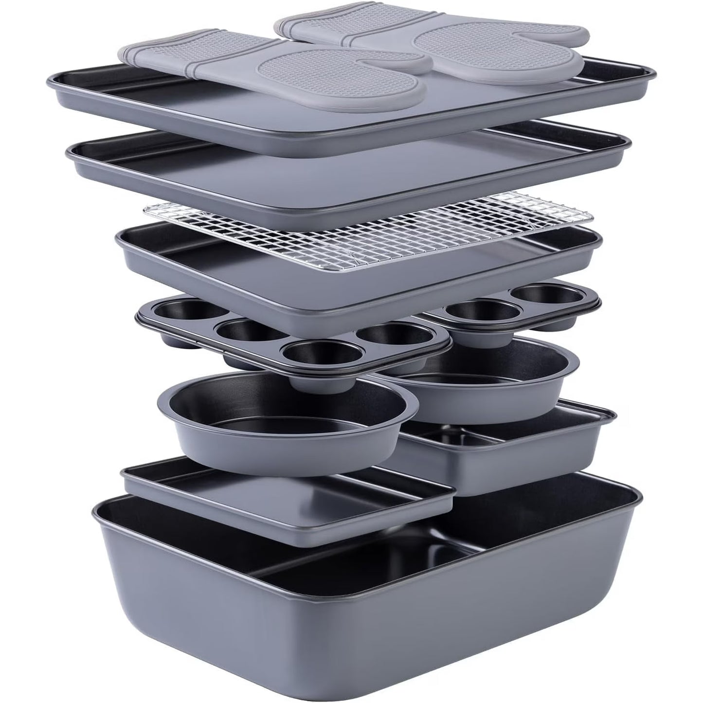 Country Kitchen Nonstick Cookware and Bakeware Set with Stackable Design, 13-Piece