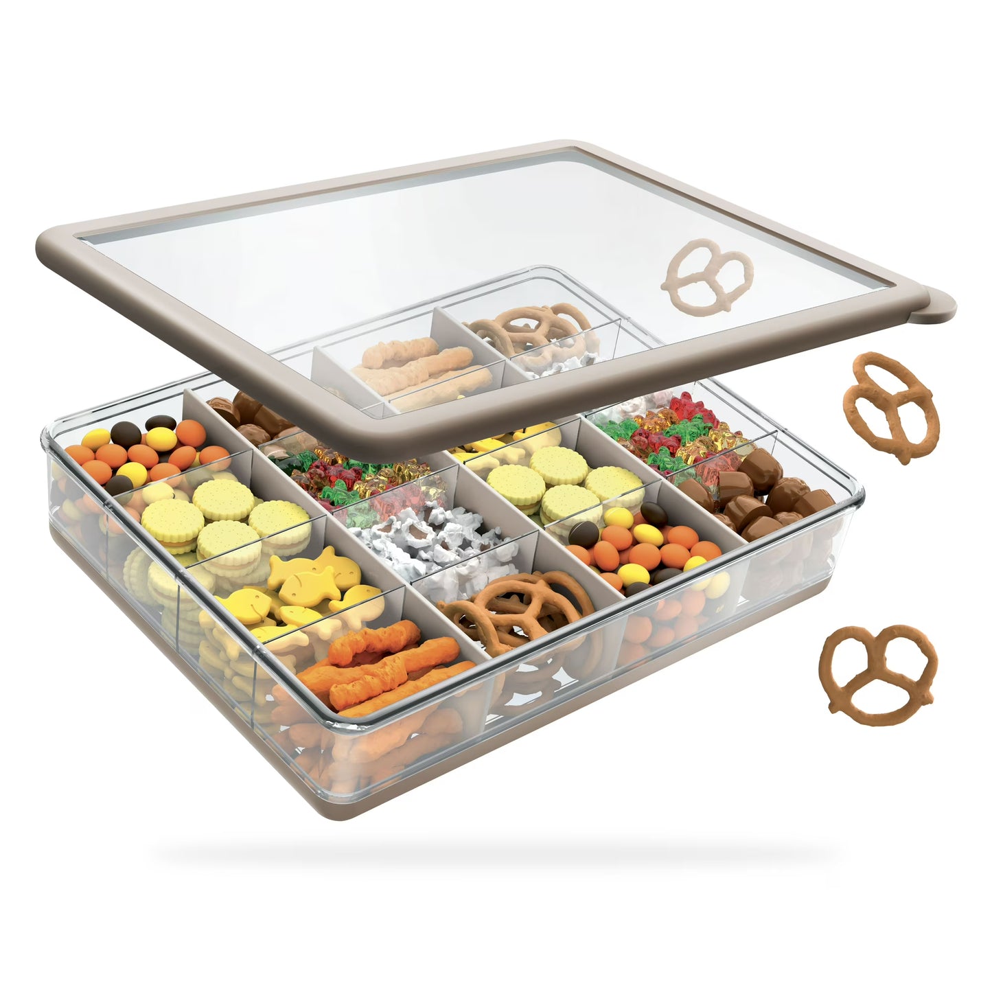Cook with Color Snack Box – BPA Free, 16 Compartments with 3 Removable Dividers, Easy to Clean, Great for Snacks, Crafts & On-the-Go Storage