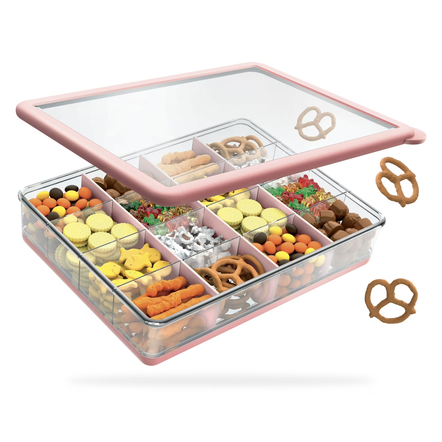 Cook with Color Snack Box – BPA Free, 16 Compartments with 3 Removable Dividers, Easy to Clean, Great for Snacks, Crafts & On-the-Go Storage