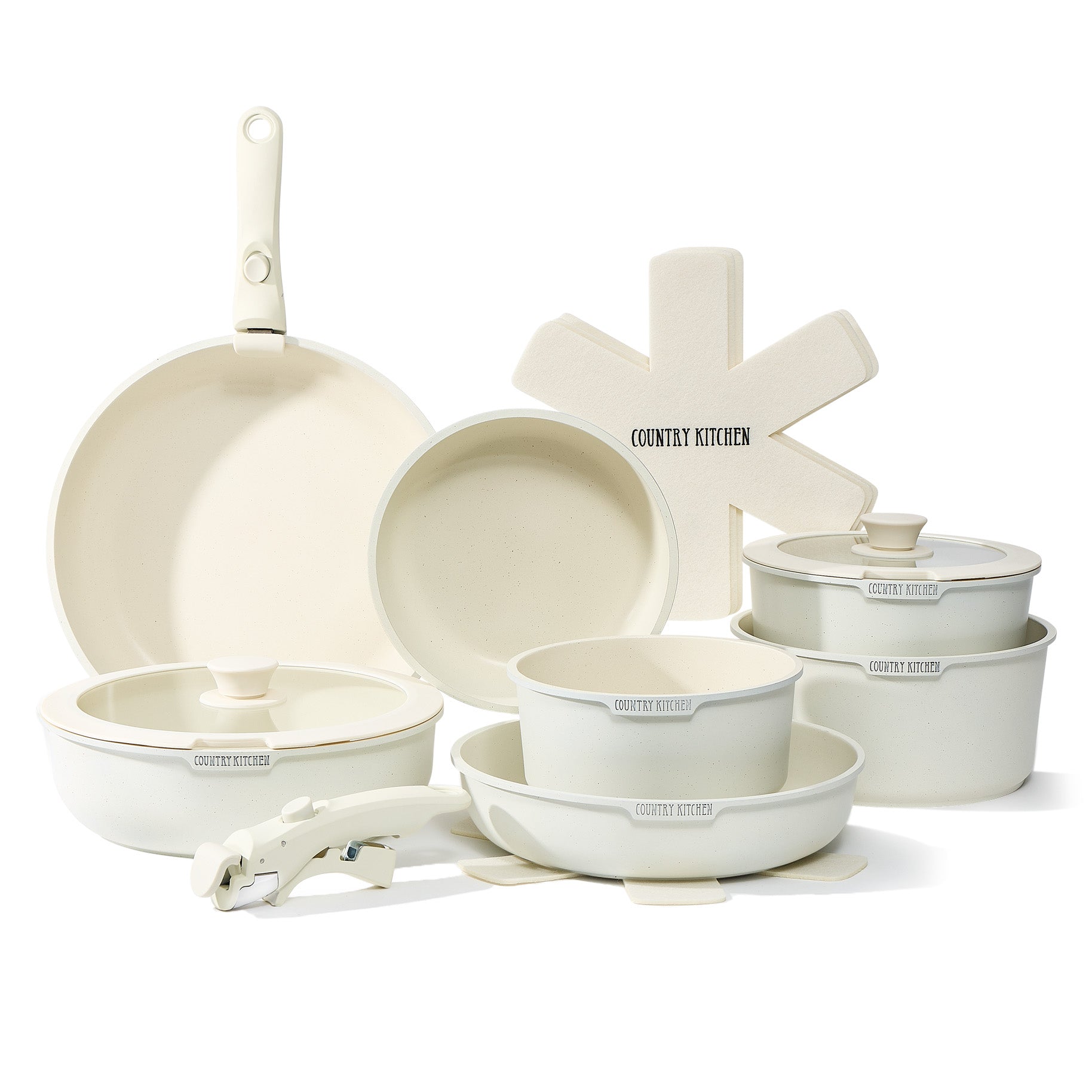 Country Kitchen Original Stackable Cookware Set with Detachable Handle ...