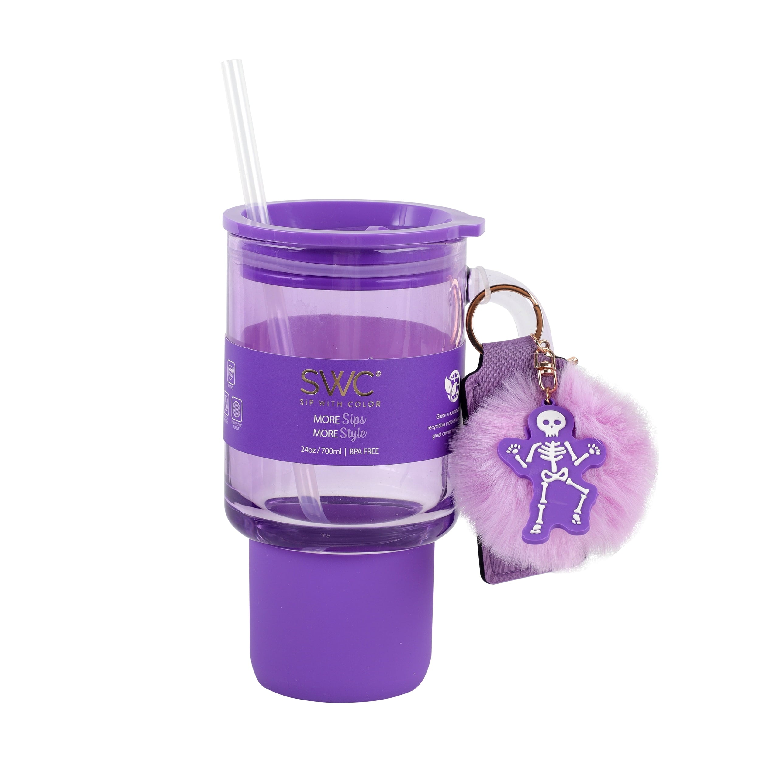 Cook&co Botl Cook With Color 24 oz Halloween Glass Water Bottle with Lid & Straw Ð ...