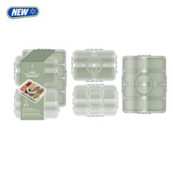 Cook With Color 3-Piece Snack Box Set – 8 Compartment, 4 Compartment with Ice Pack & 3 Compartment Snack Box Set, Sage